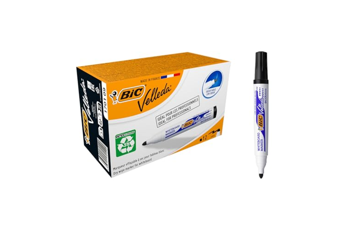Boîte de 12 feutres BIC Velleda 1701 ECOlutions pour tableau blanc