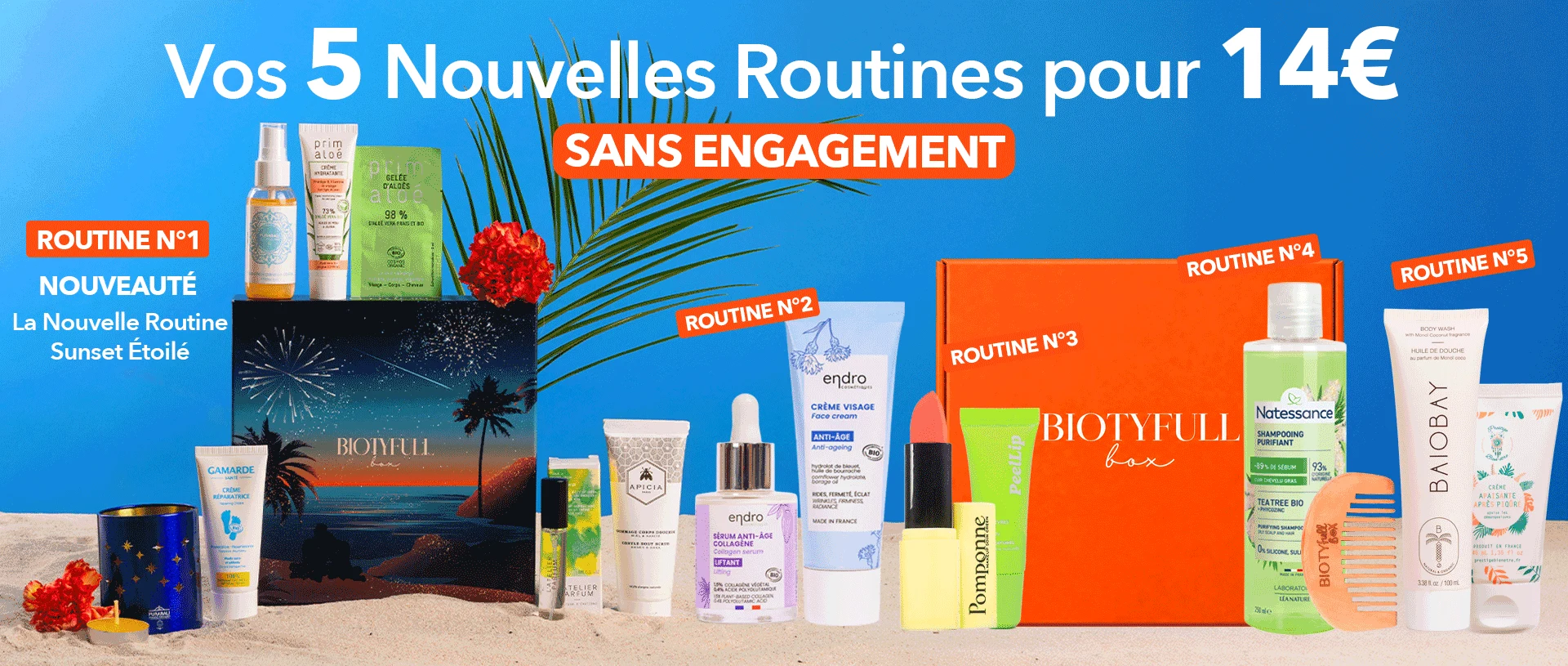 Offre Biotyfull Box cinq routines et seize produits pour 14 euros