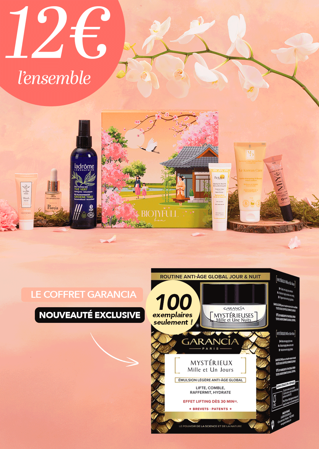 La BIOTYFULL Box Voyage en Corée et le coffret exclusif Garancia proposés ensemble pour 12 euros