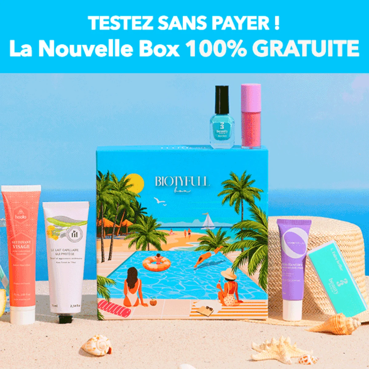 Biotyfull Box Été au Bord de l'Eau avec six produits de beauté offerte contre 4,90 euros de livraison