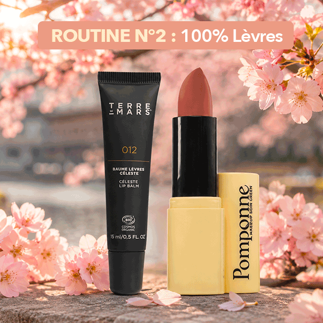 Routine Belles Lèvres BIOTYFULL Box avec baume Terre de Mars et rouge à lèvres Pomponne