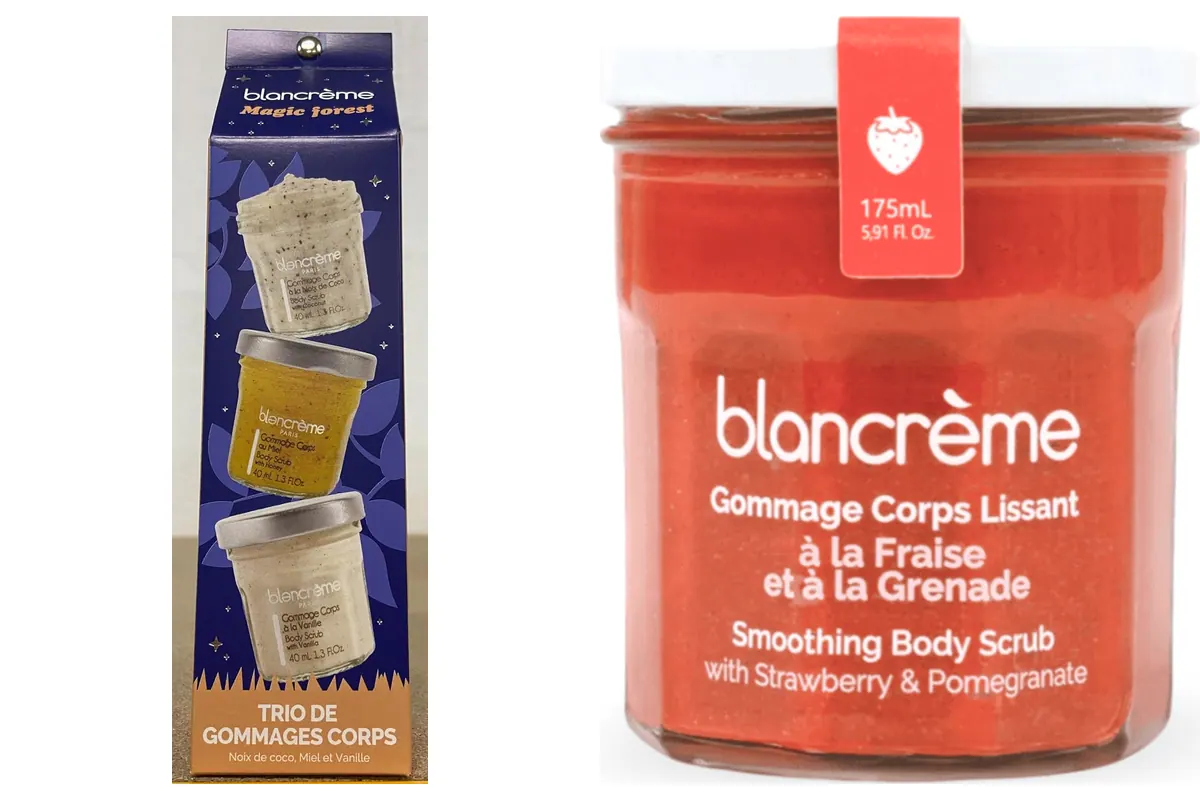 Deux soins Blancrème : le trio de gommages corps gourmands et le gommage lissant fraise-grenade