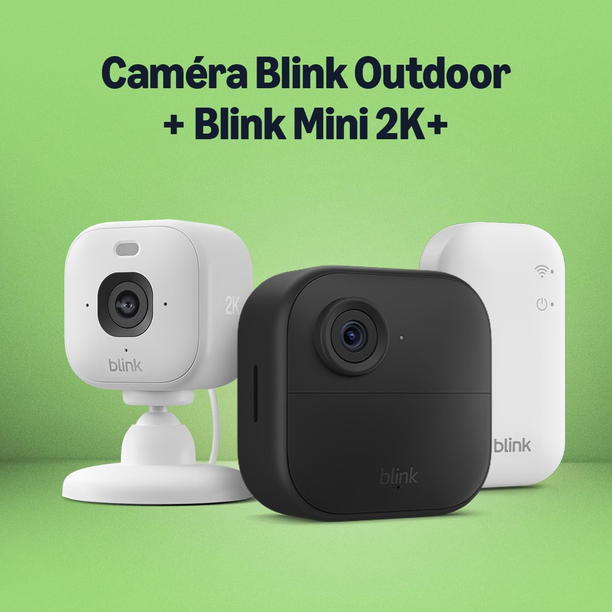 Caméra Blink Outdoor 4 et caméra intérieure Blink Mini 2K+ blanche