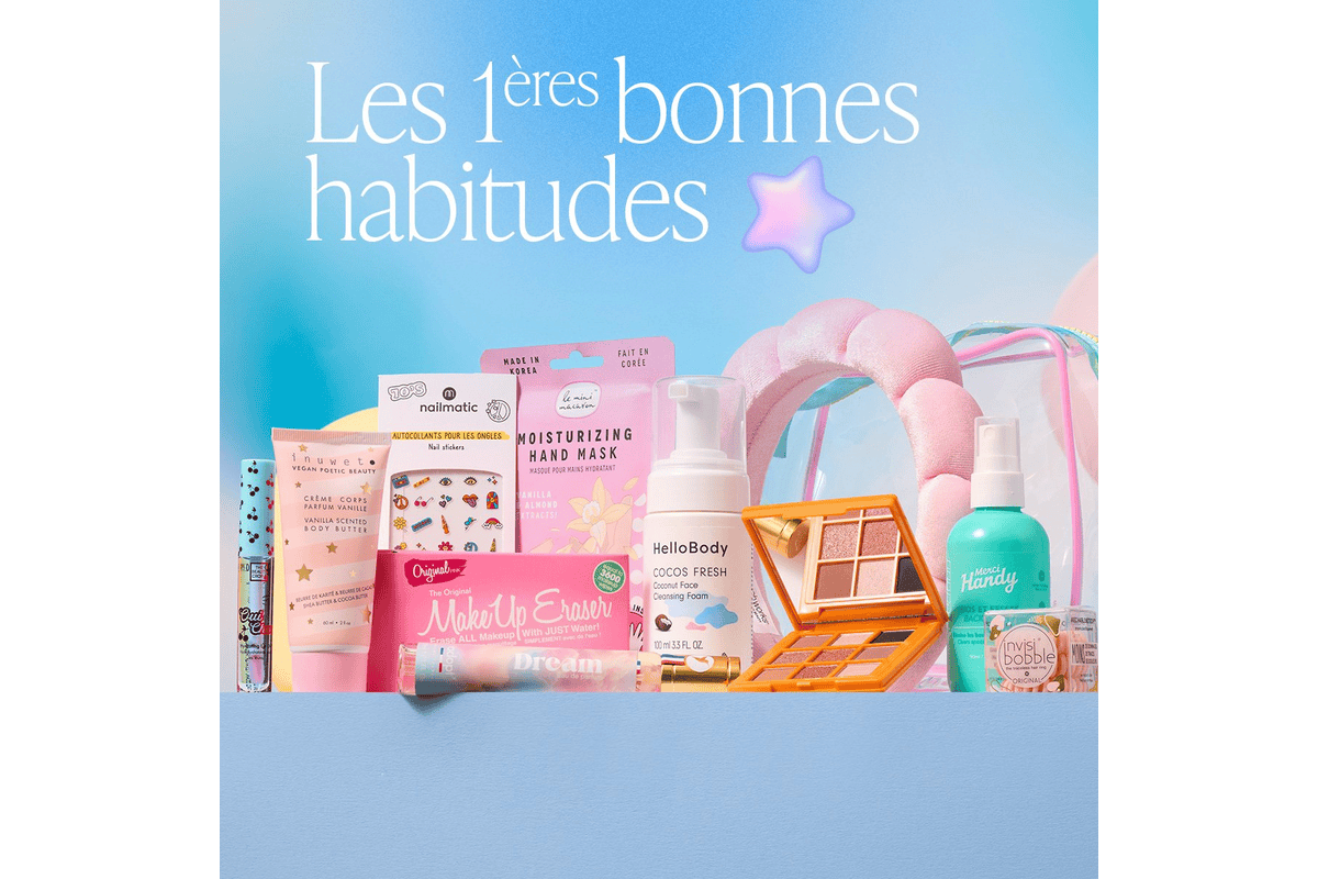 Blissim Édition limitée Ma première routine trousse ado adolescente 12 essentiels beauté parfum ADOPT palette LASHSTEP autocollants ongles NAILMATIC 38 euros juillet 2026