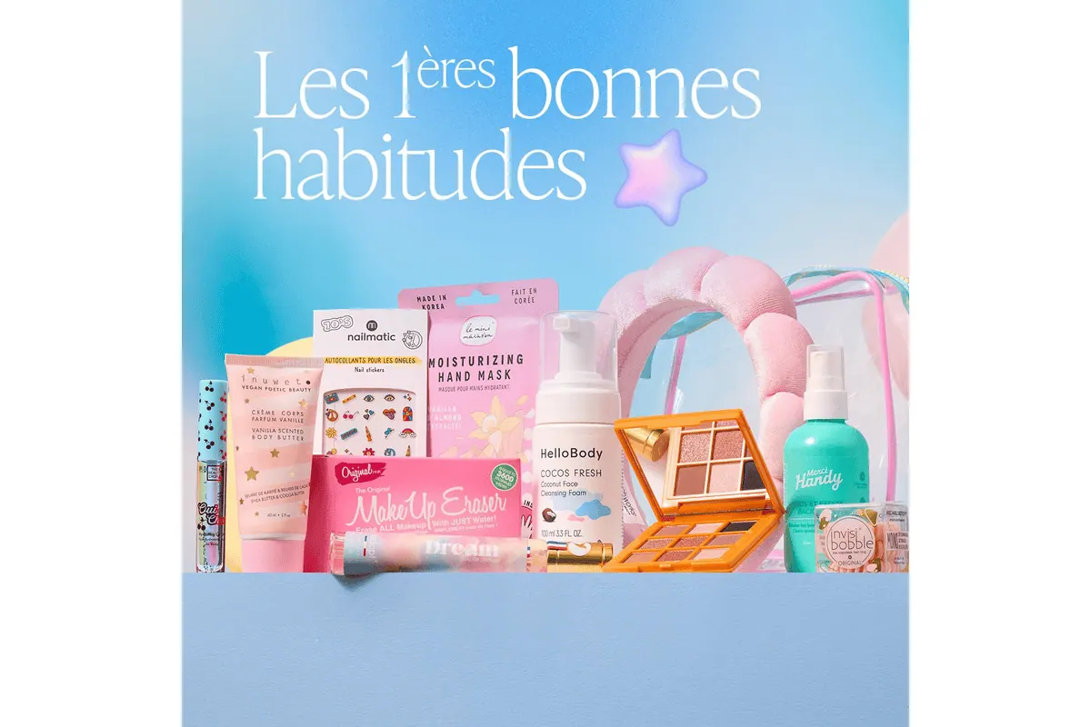 Blissim Édition limitée Ma première routine trousse ado adolescente 12 essentiels beauté parfum ADOPT palette LASHSTEP autocollants ongles NAILMATIC 38 euros juillet 2026