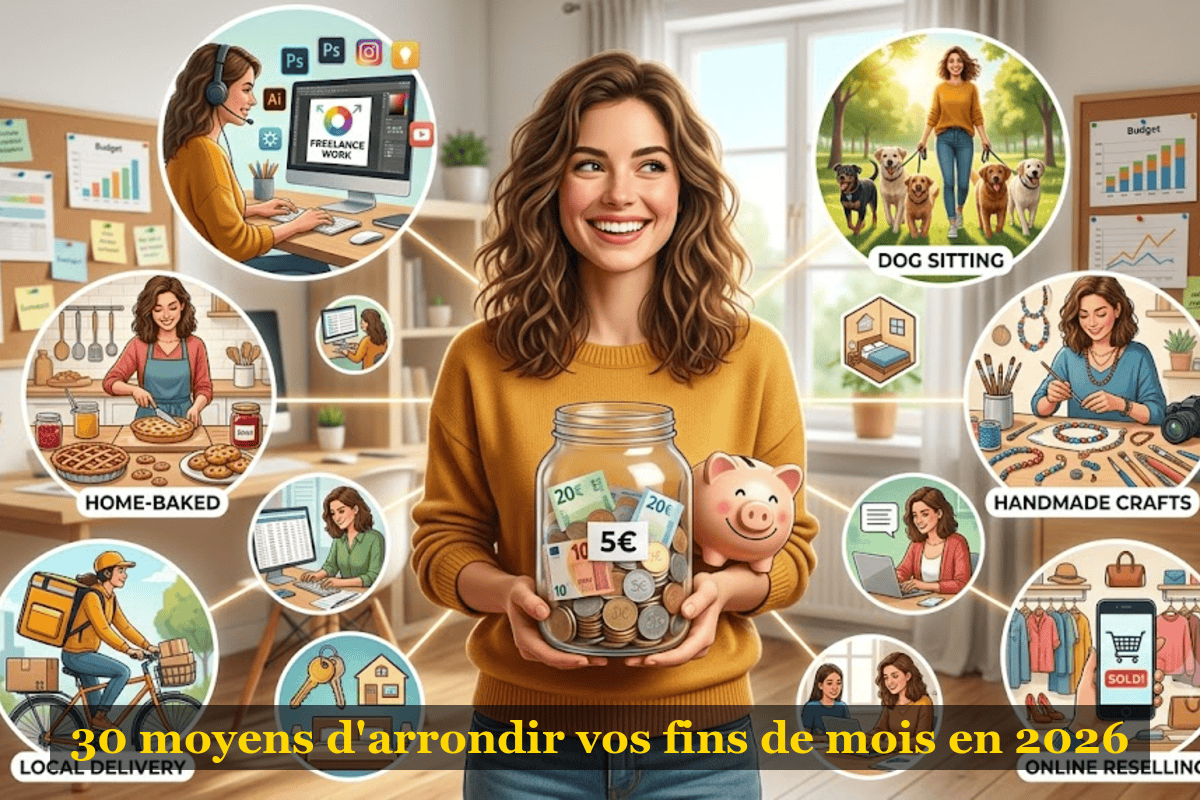 30 moyens concrets d'arrondir ses fins de mois en 2026 : revente, location, cashback, sondages, recyclage, livraison, cours particuliers