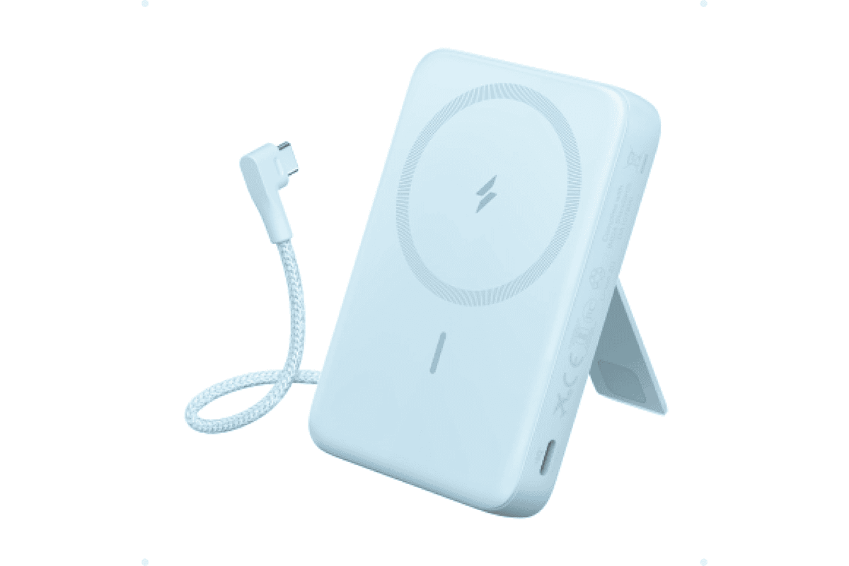 Anker Zolo Power Bank Magnétique batterie externe portable 10000mAh sans fil recharge rapide 30W câble USB-C intégré support ajustable iPhone