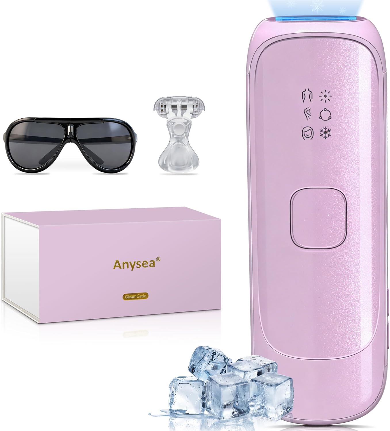 Épilateur à lumière pulsée Anysea avec fenêtre de refroidissement saphir