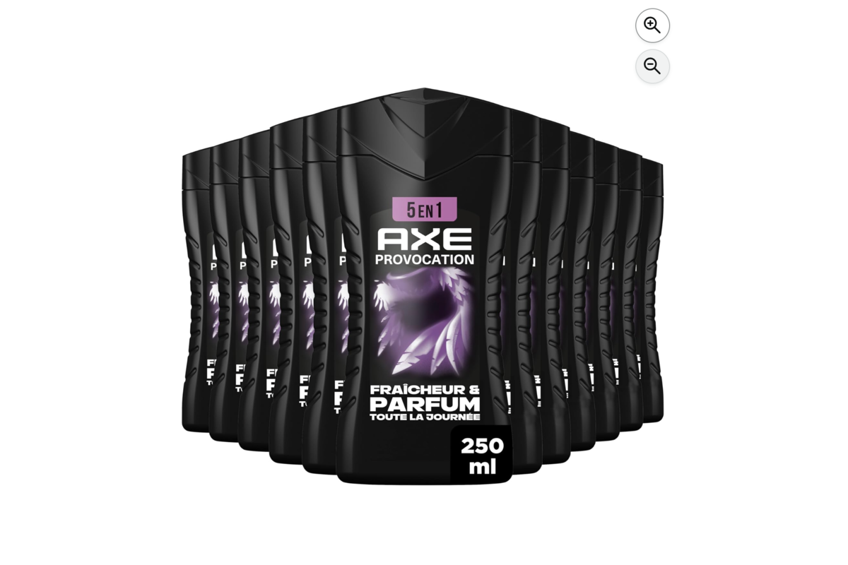 AXE gel douche homme 5-en-1 Provocation lot 12 x 250 ml noix de coco poivre noir 26,80€ Amazon French Week