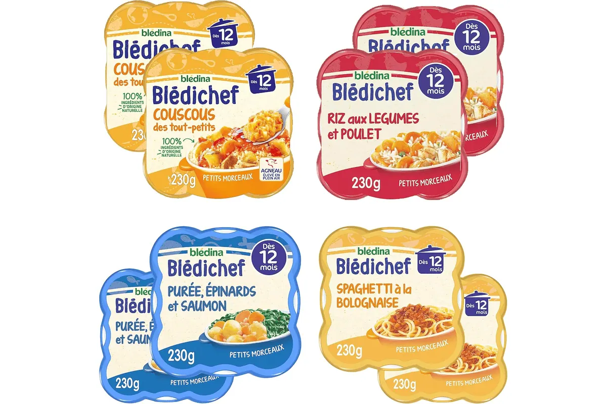 Blédina Blédichef 8 petits plats bébé repas midi dès 12 mois 4 recettes pack de 8
