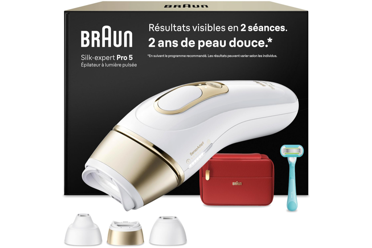 Bon plan Amazon Braun Silk expert Pro 5 PL5262 IPL rasoir Gillette Venus 3 tetes pochette mai 2026