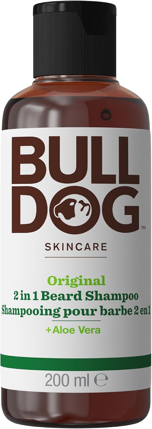 Flacon Bulldog Original shampooing et revitalisant pour barbe 2-en-1 200 ml