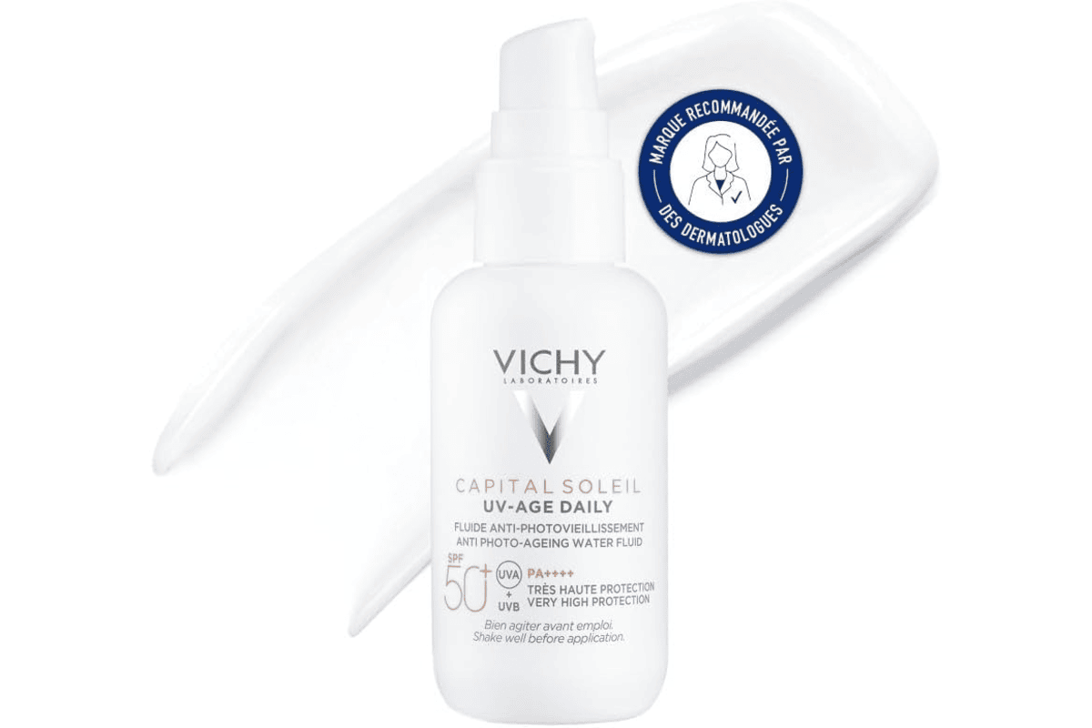 Vichy Capital Soleil Fluide Anti-Photovieillissement SPF50 Peptides + Niacinamide 40ml bon plan Amazon avec coupon 12,40€