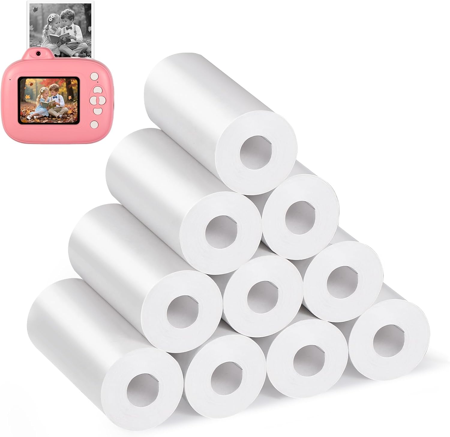 Lot Diboniur de 10 rouleaux de papier thermique blanc pour appareil photo enfant