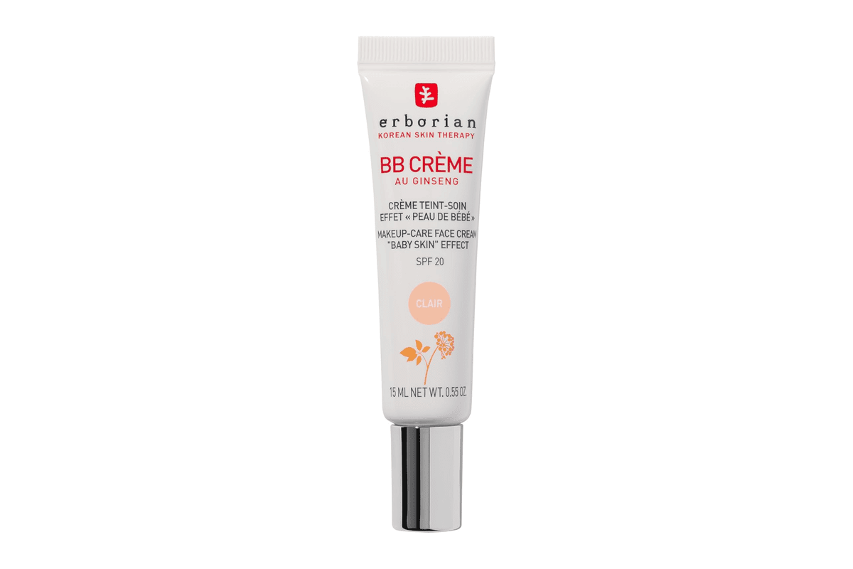 Erborian BB Crème au Ginseng 5-en-1 SPF 20 teinte clair 15 ml tube blanc doré cosmétique coréen Amazon 16,19 €