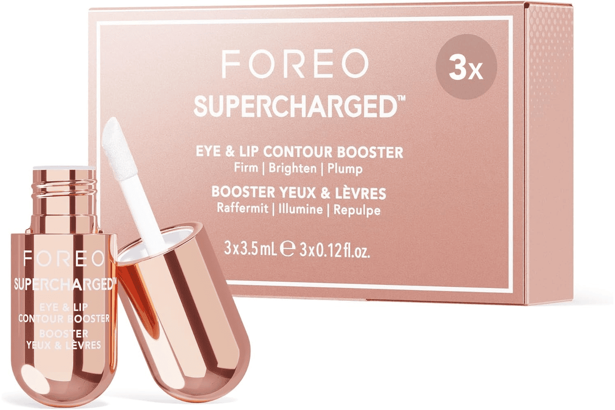 Capsules FOREO SUPERCHARGED Eye Lip Contour Booster gel conducteur sérum niacinamide anti age repulpant lèvres yeux antipoches format voyage bon plan Amazon