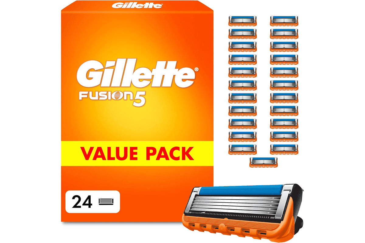 Gillette Fusion 5 Pack 24 lames rasoir homme acier inoxydable bon plan Amazon 54,90 euros