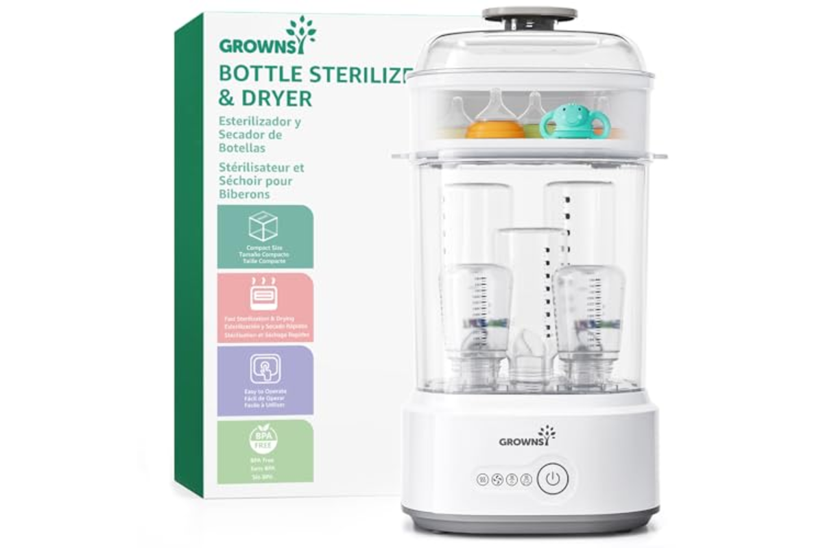 Bon plan Amazon Grownsy sterilisateur biberon electrique sechage chauffe-biberon UV vapeur 8en1 mai 2026