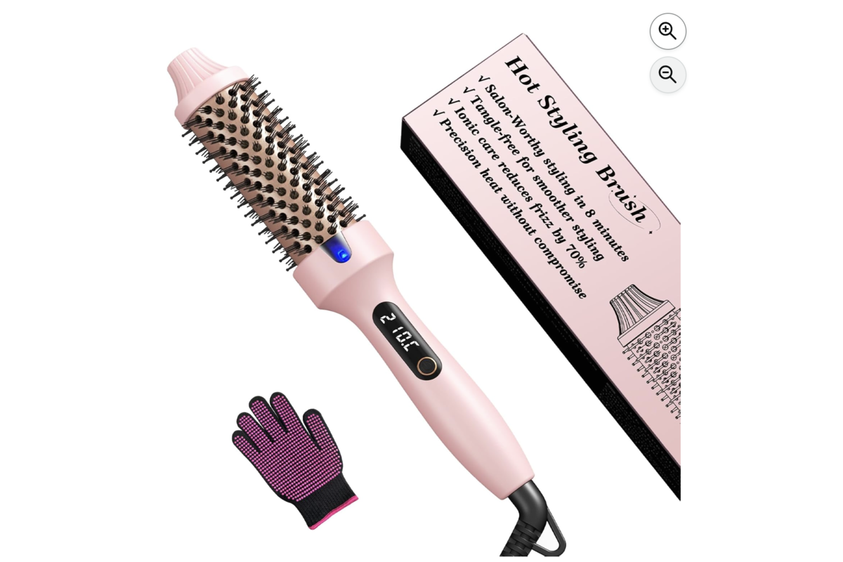 Haokoo brosse chauffante ionique 38mm rose lissage boucles volume 6 niveaux température Amazon -49 pourcent mai 2026
