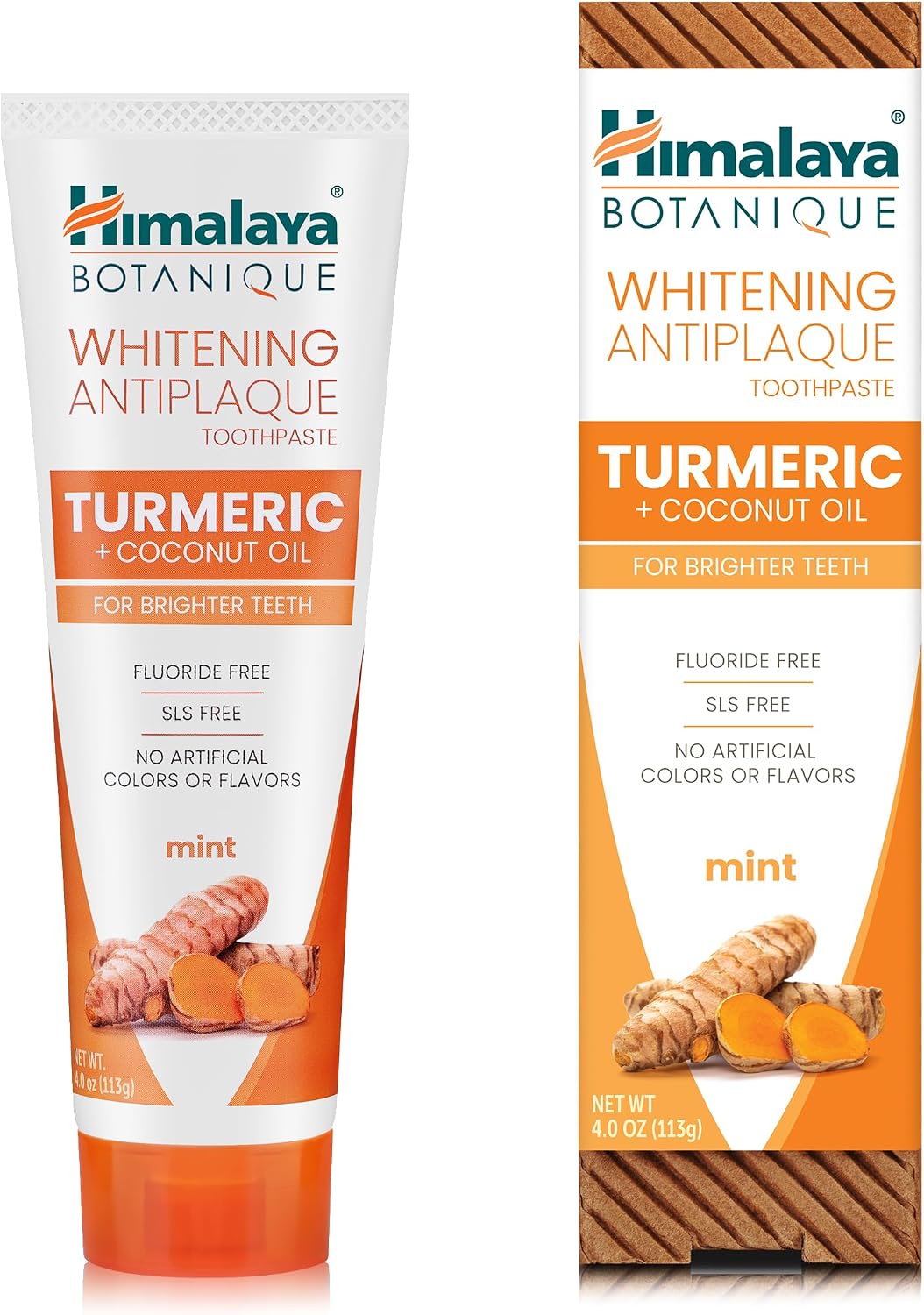 Dentifrice blancheur Himalaya au curcuma et à l’huile de coco 113 g sur Amazon