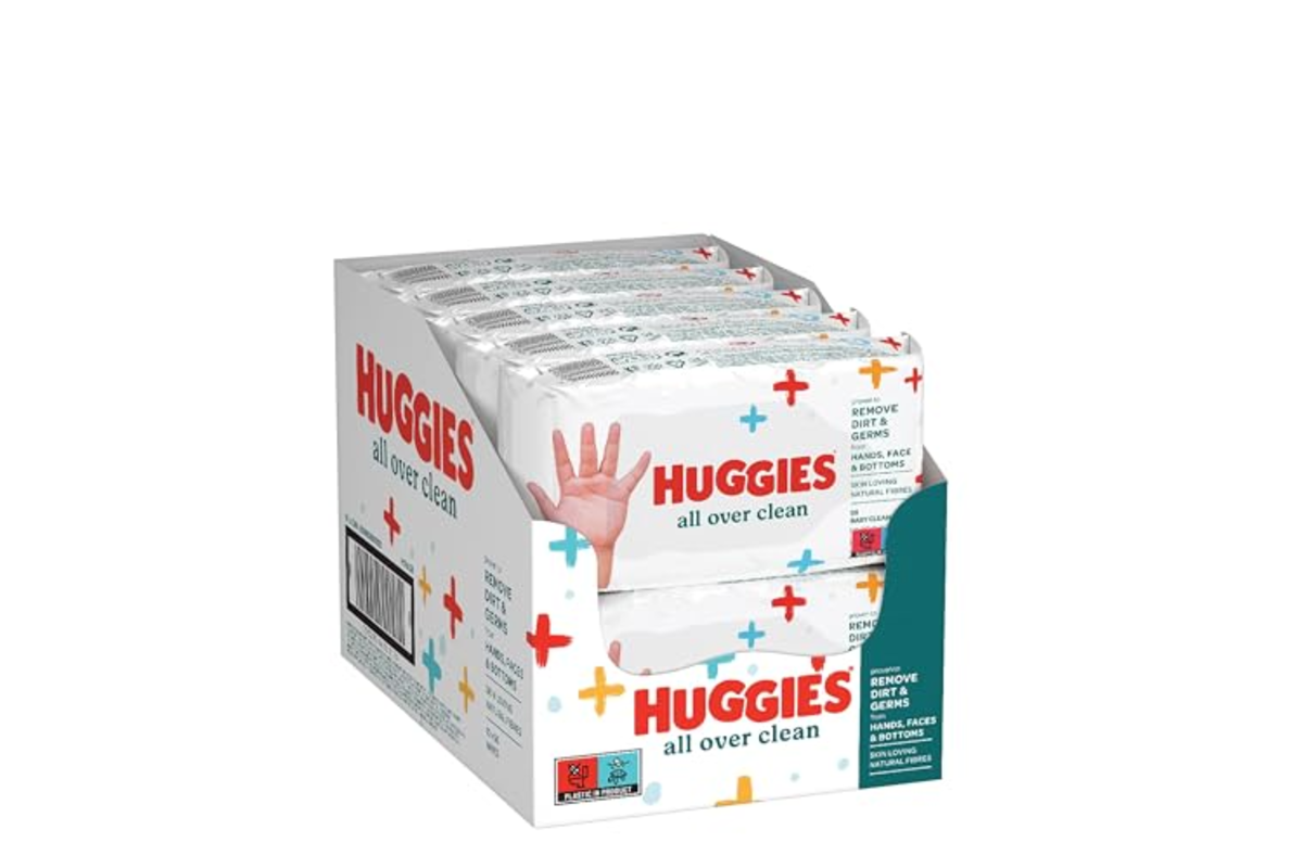 Huggies lingettes All Over Clean 560 unites 10 x 56 fibres naturelles change debarbouillage bebe