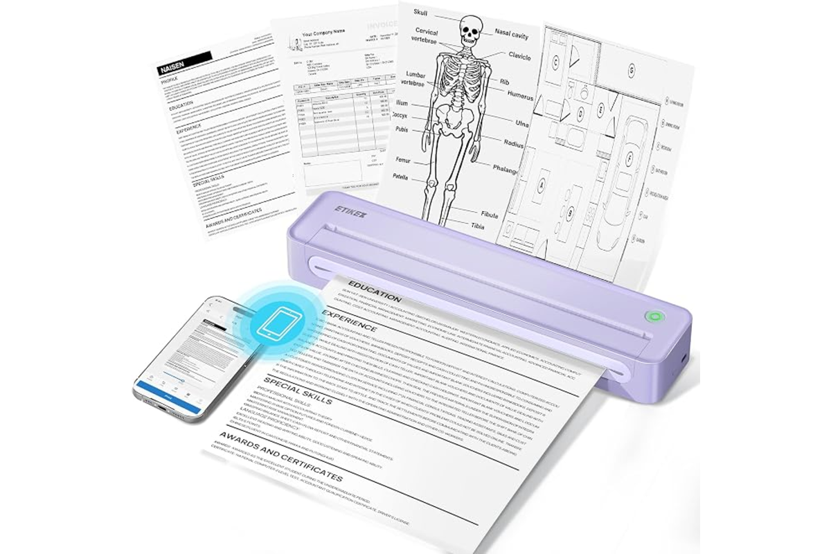 Imprimante thermique A4 portable ETIKEZ D90E violette sans encre