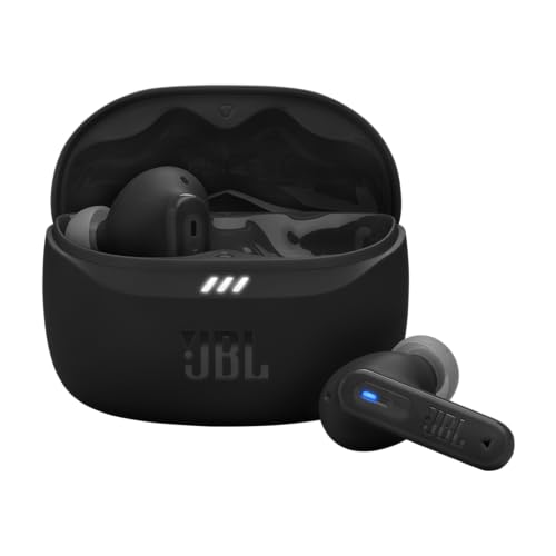 Écouteurs sans fil JBL Tune Beam 2 noirs avec leur boîtier de recharge