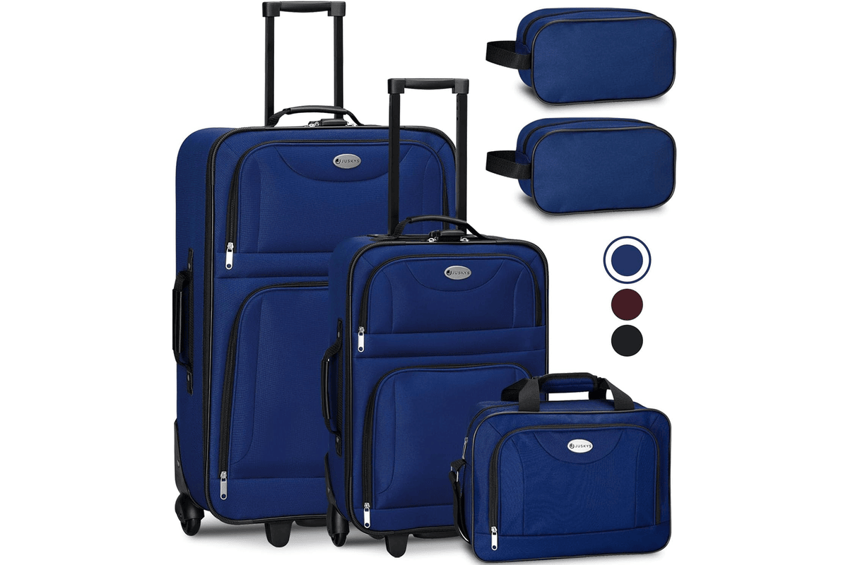 Juskys Trolley Ensemble 5 pièces (60 L + 34 L + 3 accessoires, 2 roues, coque souple) Amazon 59,99 euros juillet 2026 bon plan