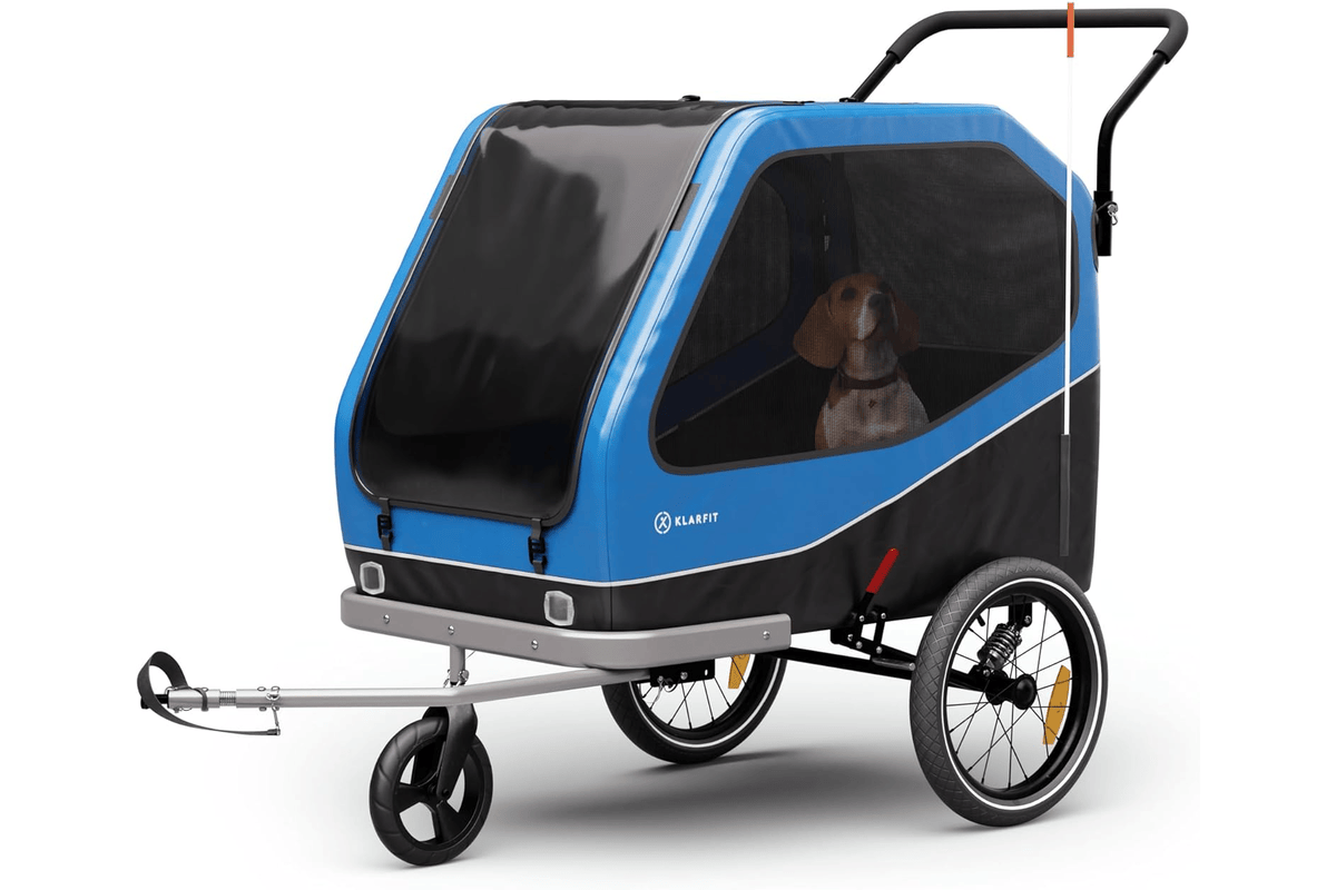 Klarfit Goldie Stroller — Remorque vélo pour chien convertible en buggy (imperméable, réflecteurs) Amazon 124,70 euros juillet 2026 bon plan