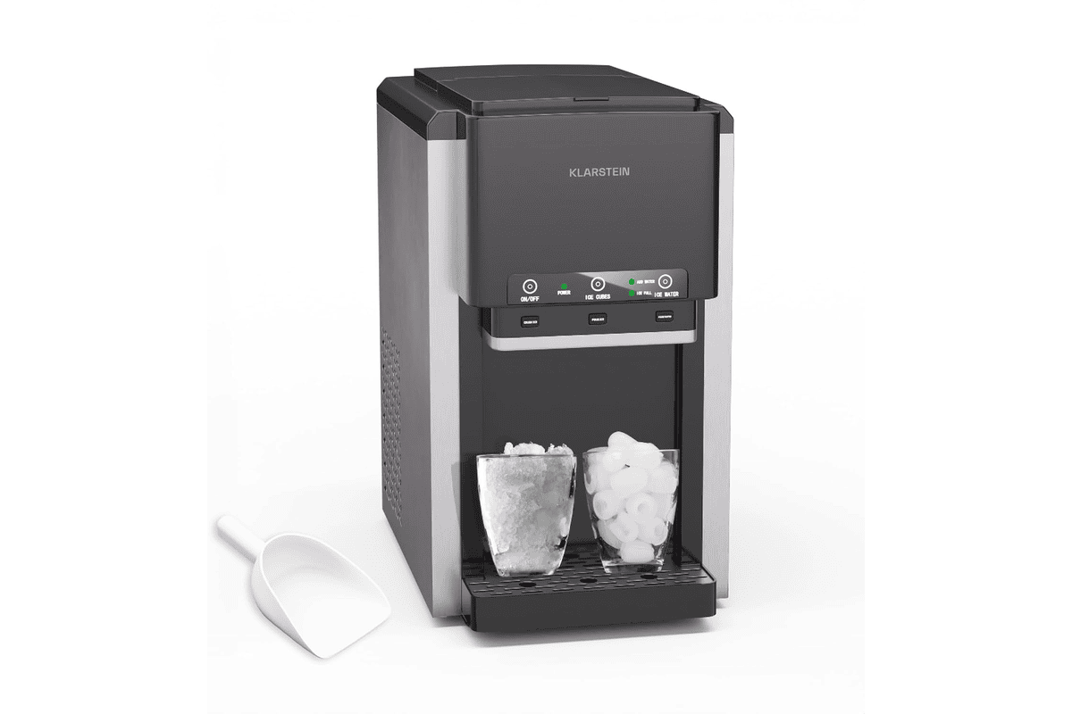 Klarstein ArcticBlend 3 en 1 machine à glaçons gris foncé 20 kg 24h glace pilée distributeur eau réservoir 6 L acier inoxydable bar maison bon plan Amazon