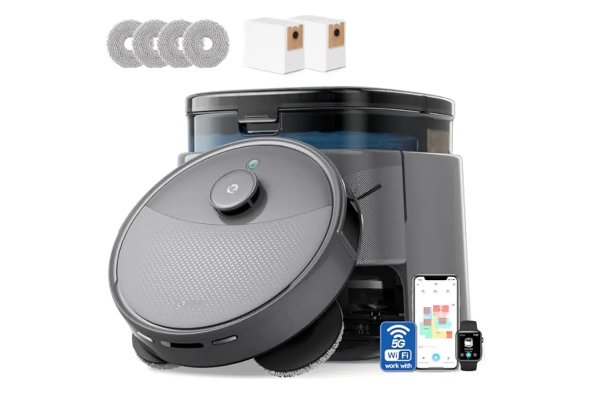Robot aspirateur laveur avec station et accessoires