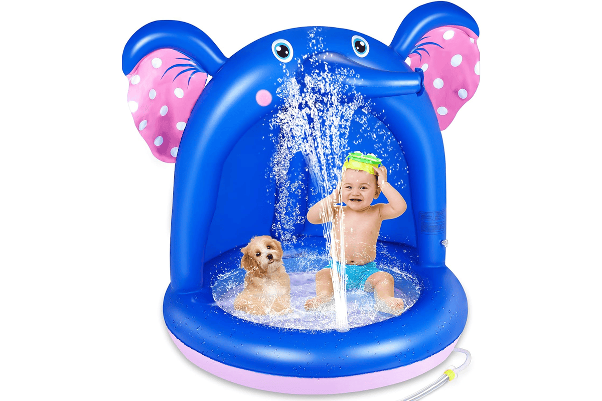 lenbest Shade Baby Pool pataugeoire gonflable bébé avec auvent PVC anti-UV et base de bulles extra douce Sprinkle Splash jet d'eau
