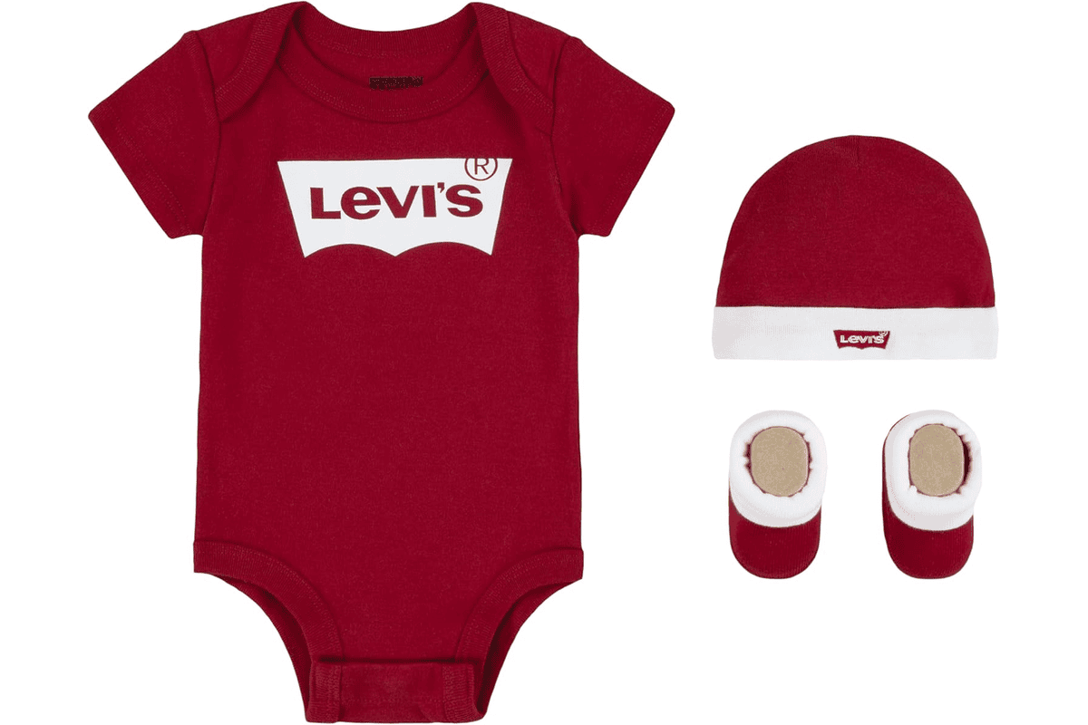 Levi's Kids LHN Batwing Onesie Hat Bootie ensemble naissance bébé garçon rouge body manches longues bonnet chaussons 0-6 mois 18,83 € Amazon
