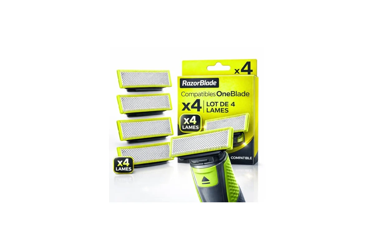 Lot générique de quatre lames compatibles avec plusieurs modèles OneBlade