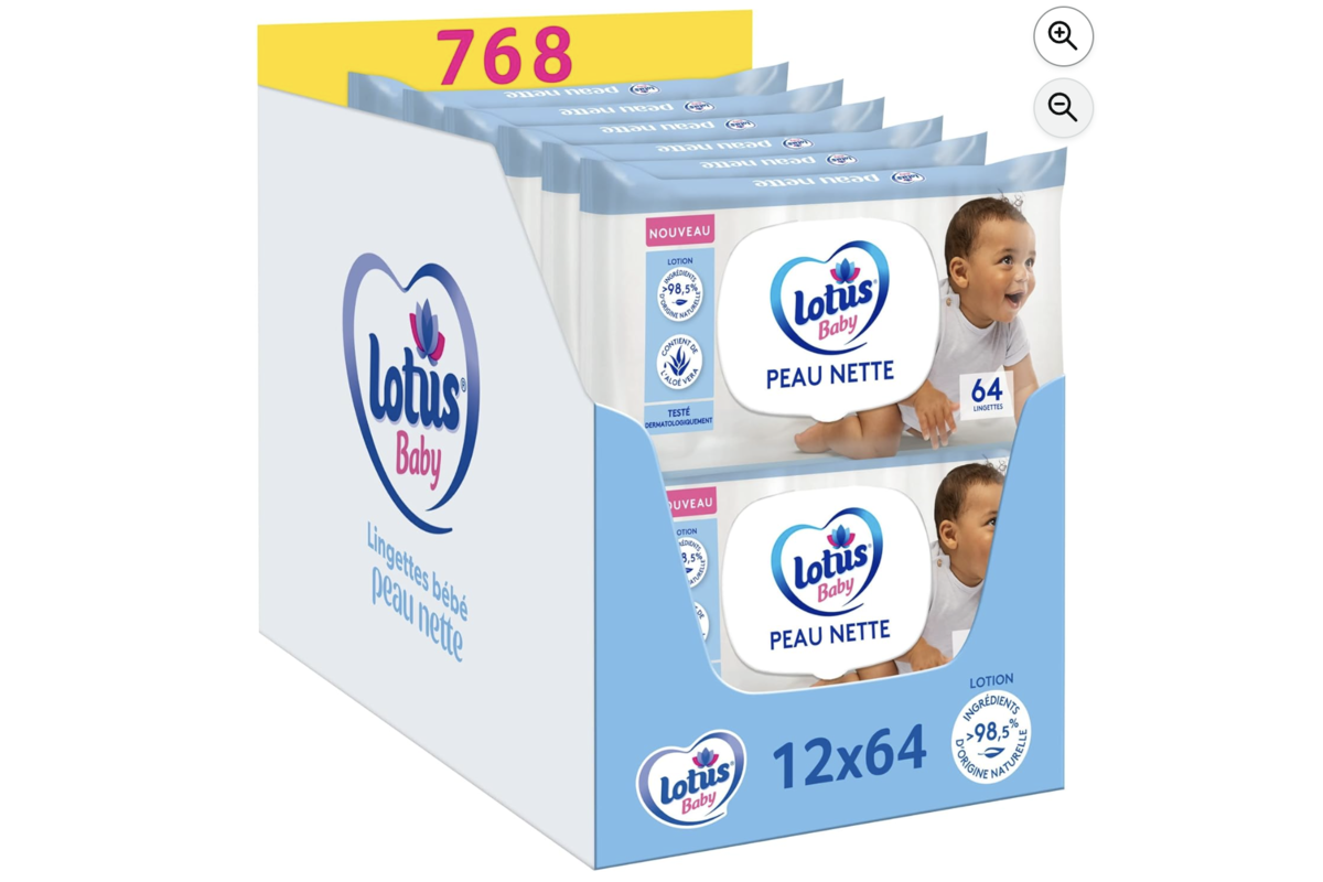 Lotus Baby Peau Nette lingettes bébé pack 12 x 64 hypoallergéniques aloe vera Amazon -30 pourcent mai 2026