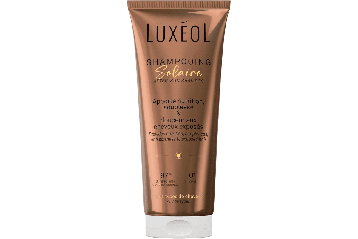 LUXÉOL Shampooing Solaire 200 ml soin cheveux nourrissant plage piscine élimine sel sable chlore produits solaires sans silicone 97% naturel Made in France 8 € Amazon