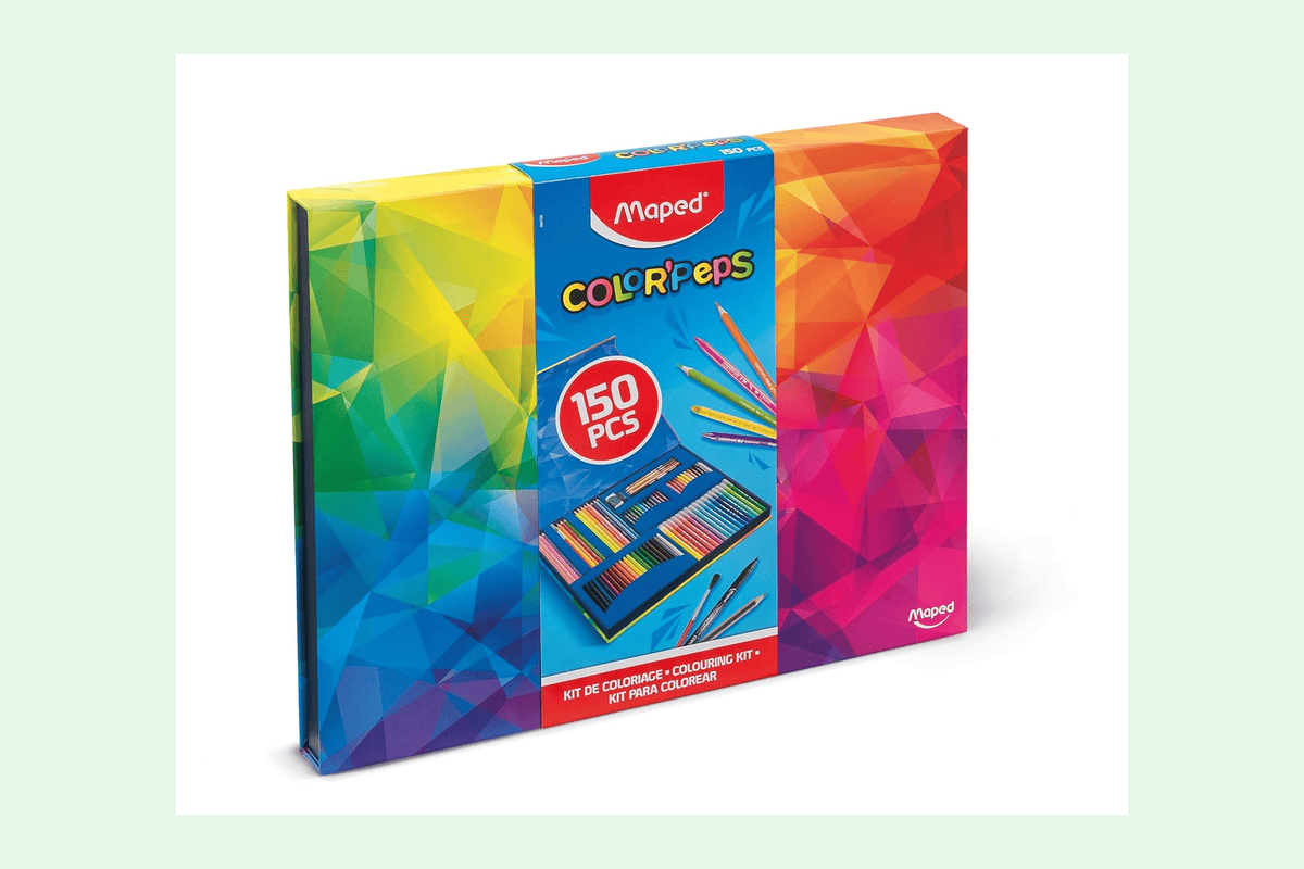 Maped Kit de Coloriage 150 pièces Color'Peps coffret complet crayons couleur feutres Aqua craies Wax Infinity boîte cadeau 21,99 euros Amazon