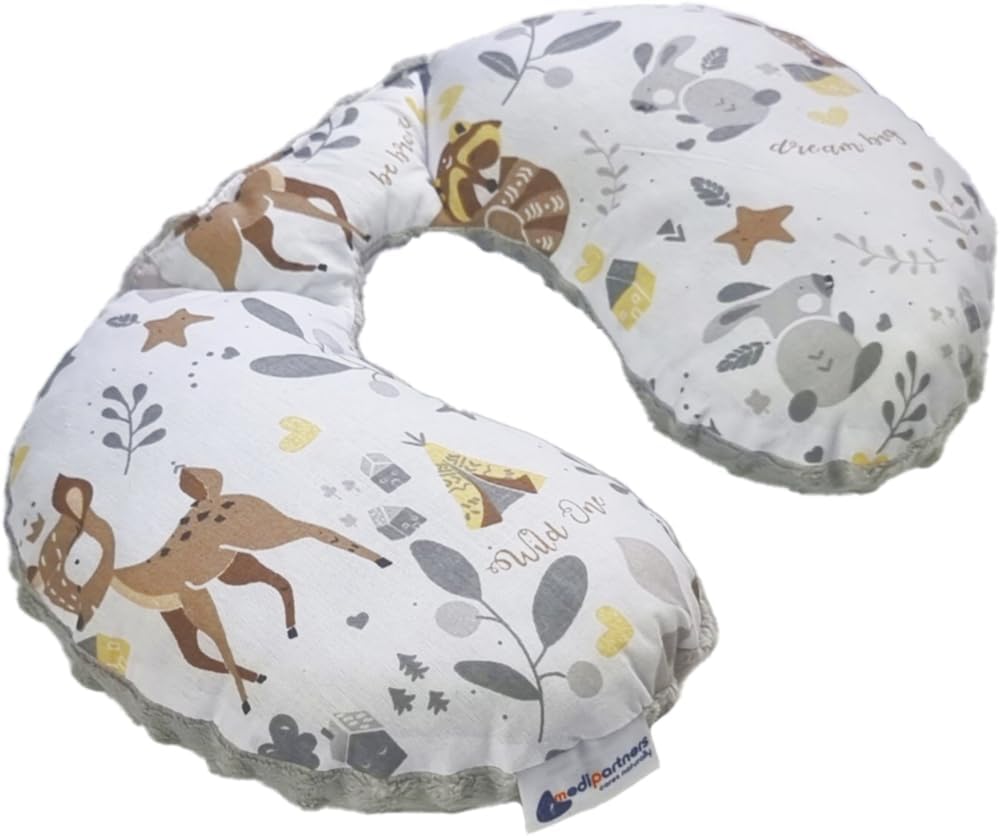 Coussin cale-nuque de voyage Medi Partners pour enfant motif cerf gris