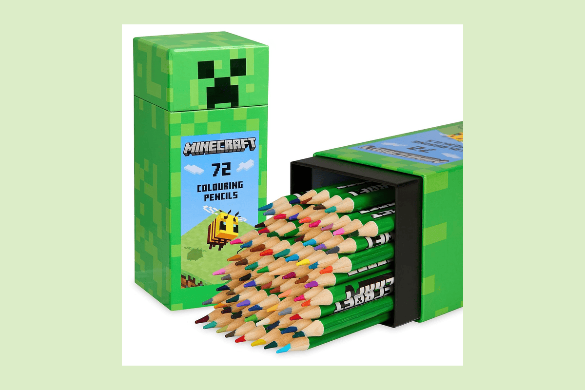Minecraft coffret 72 crayons de couleur coloriage enfant idée cadeau garçon fille accessoire officiel couleurs assorties 20,93 euros Amazon