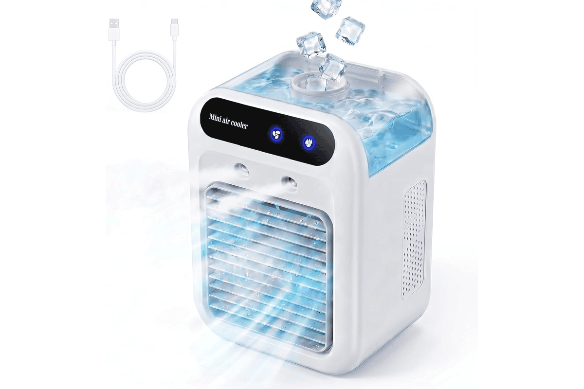 Mini-climatiseur portable Portable 4-en-1 500 ml mini climatiseur de bureau 27,99 € bon plan Amazon