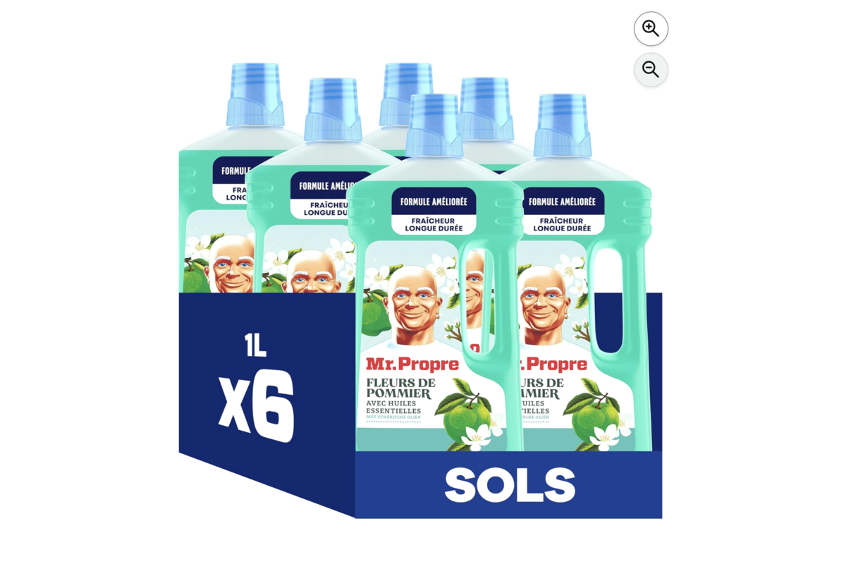 Mr. Propre nettoyant liquide sol multi-usages fleurs de pommier 6 x 1L Amazon French Week 13,60€ -27%