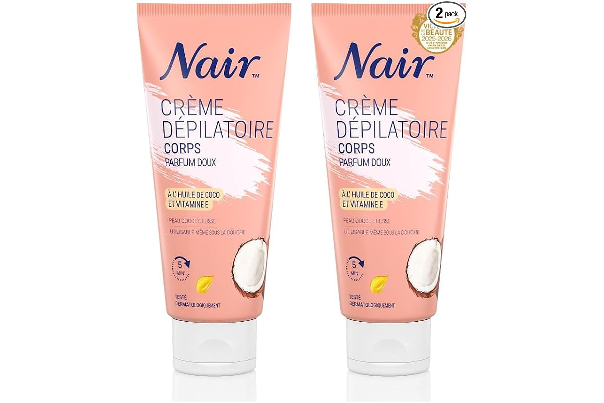Lot de deux crèmes dépilatoires Nair huile de coco et vitamine E