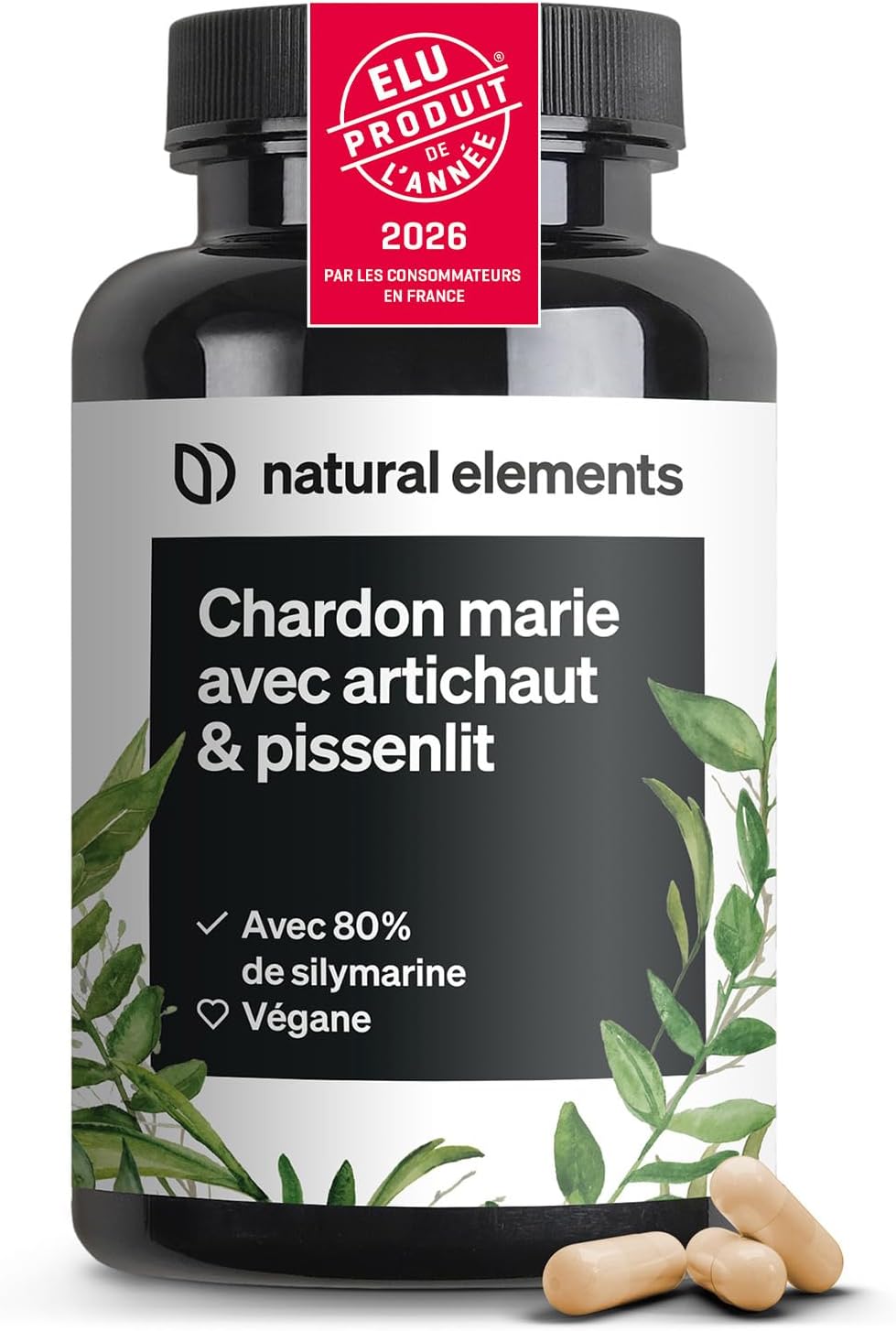 Flacon Natural Elements de 120 gélules au chardon-marie