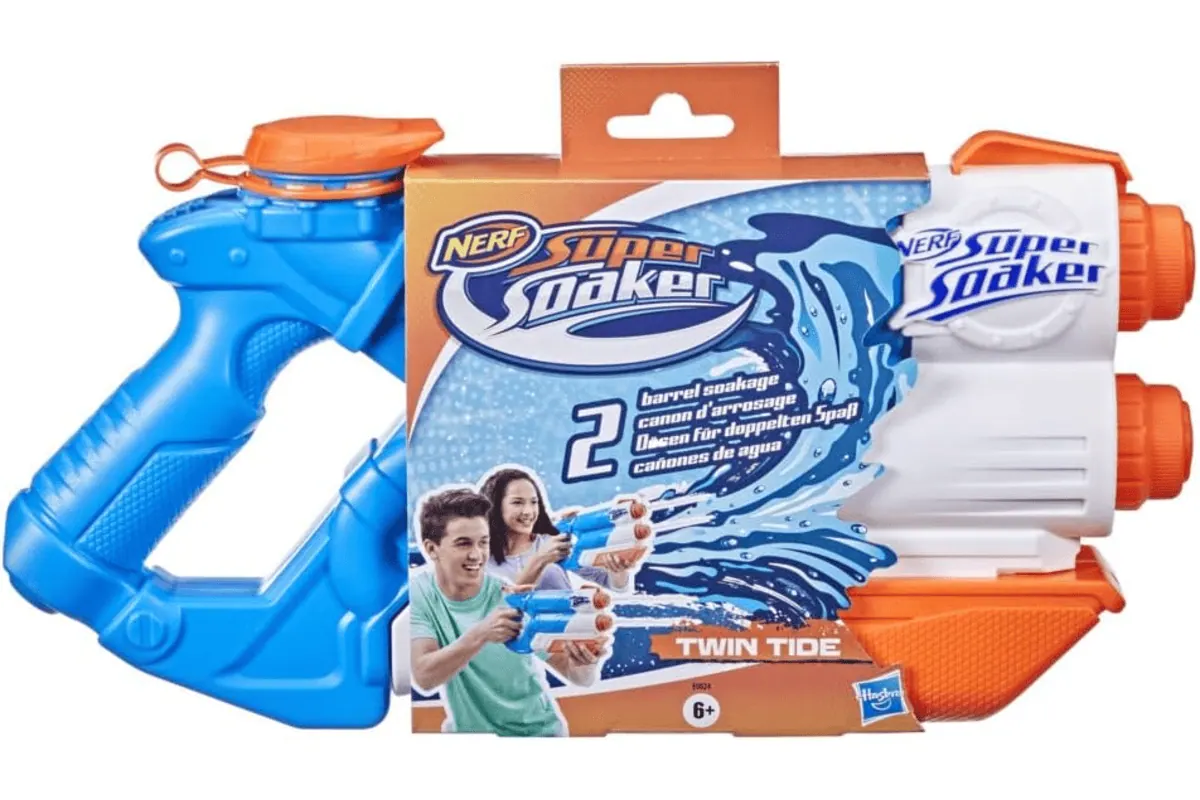Nerf Super Soaker Twin Tide blaster à pompe puissant pour bataille d'eau compétition et jeu de rôle enfants