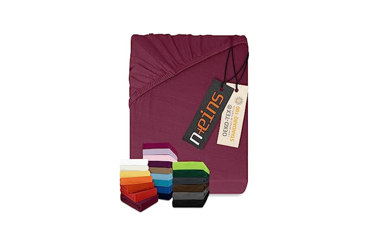 Drap housse bebe Npluseins 70x140 cm 100 coton Oeko-Tex prune violet bonnet 18 cm
