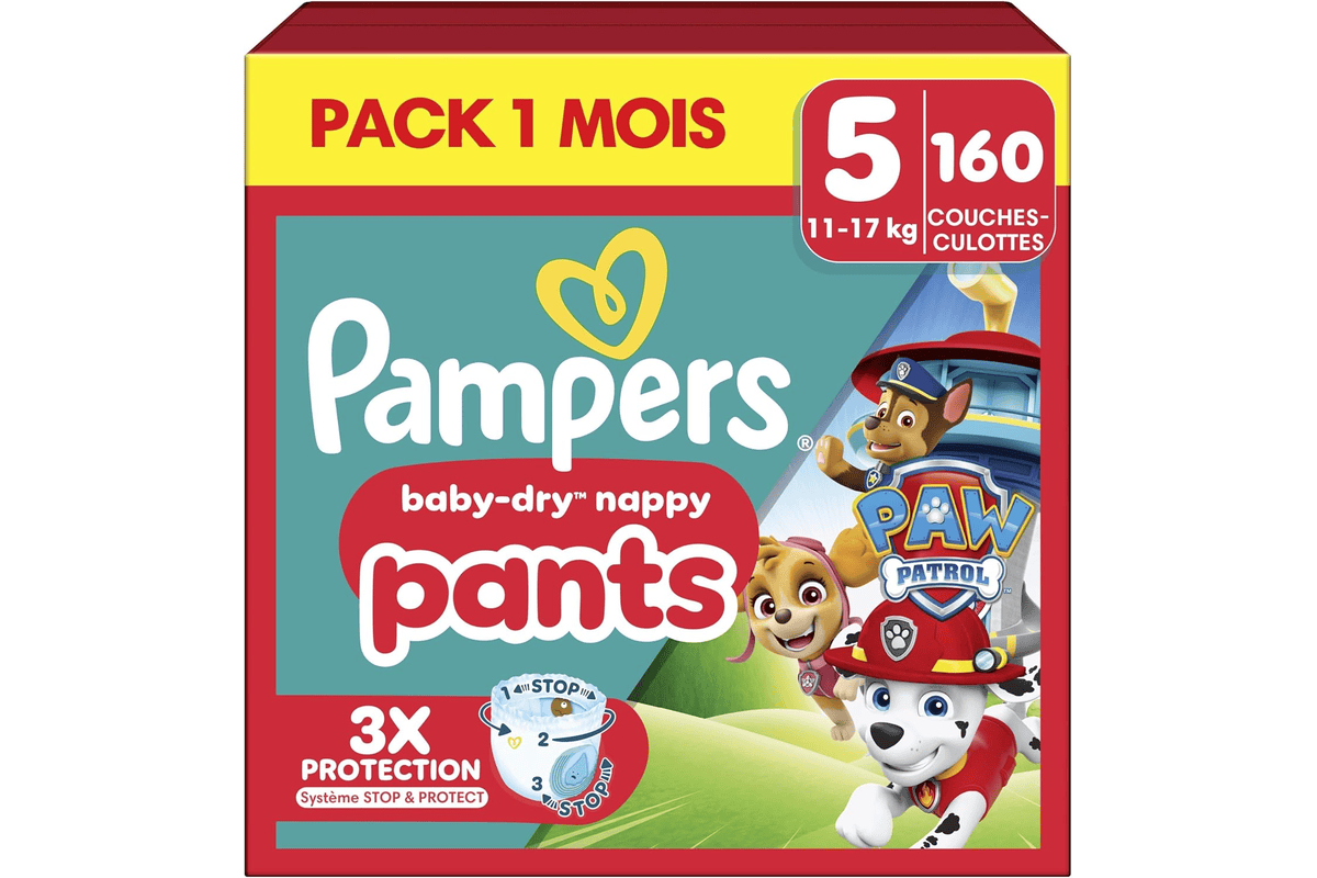 Pampers Baby-Dry Pants taille 5 culottes paquet 160 unités pack 1 mois 12 17 kg bébé qui marche change debout Amazon