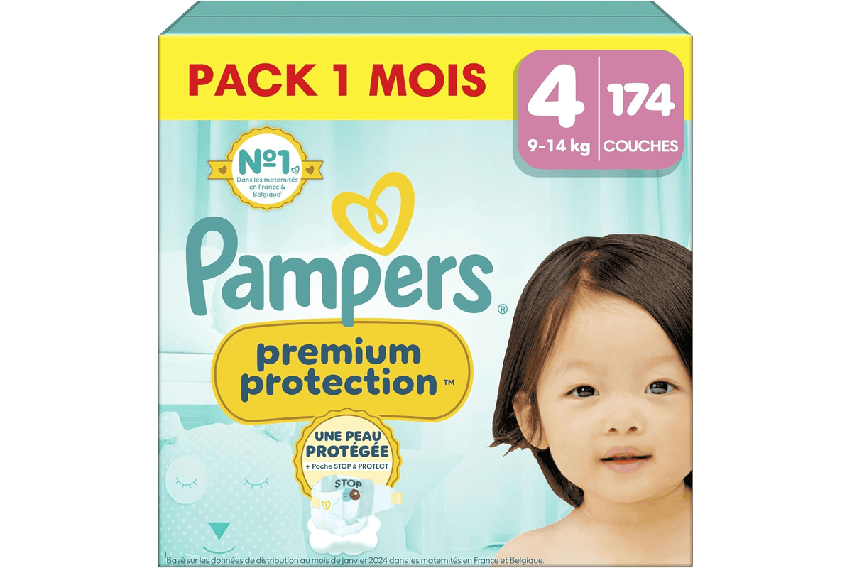 Pampers Premium Protection taille 4 paquet bleu rose 174 couches pack 1 mois 9 14 kg bébé Amazon
