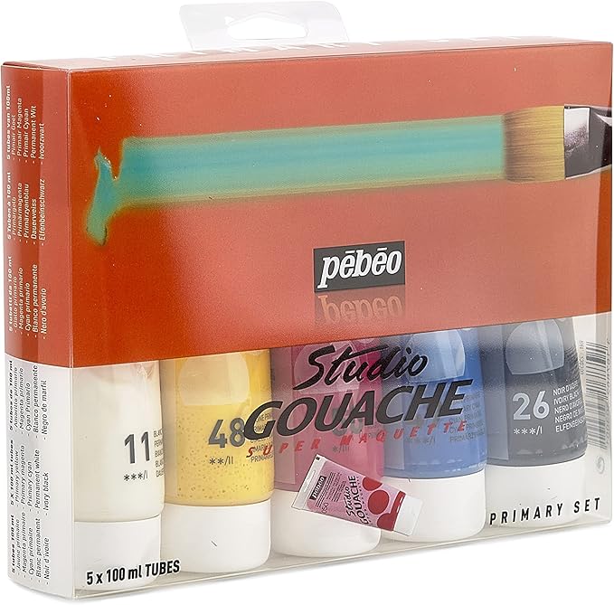 Coffret Pébéo Gouache Studio de cinq tubes de 100 ml
