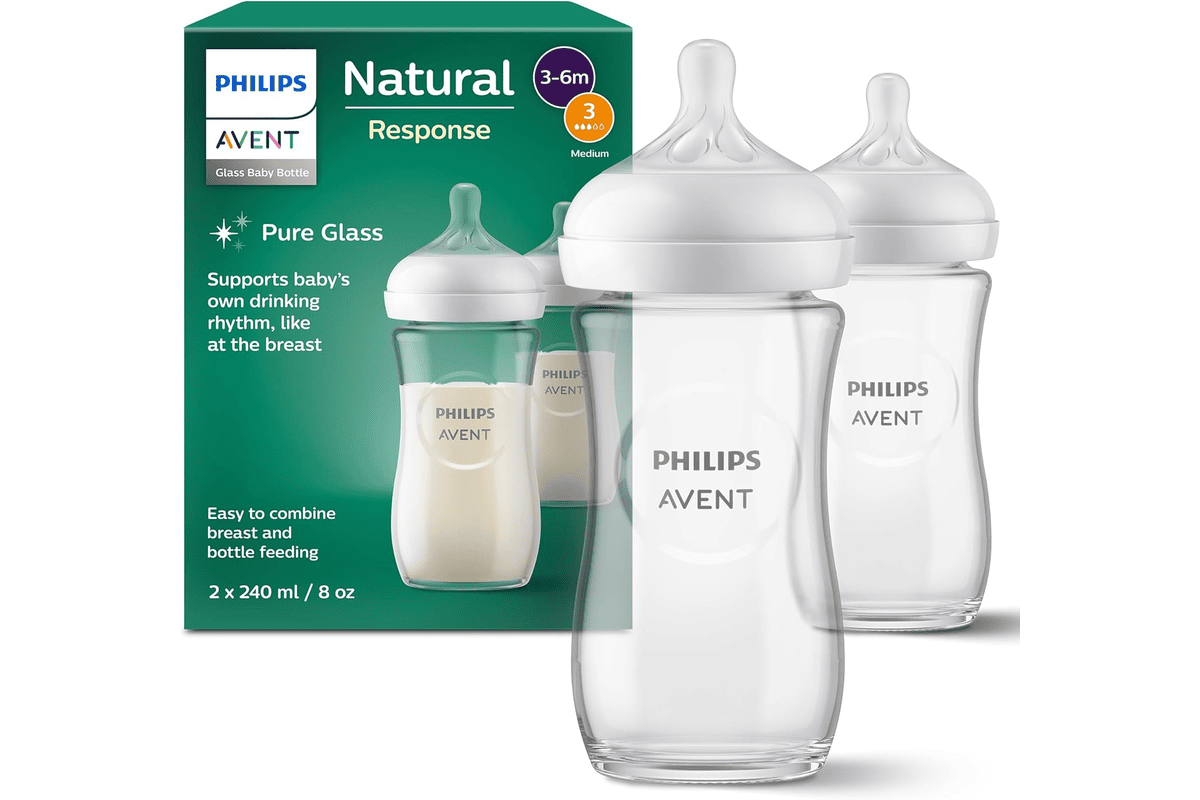 Philips Avent Natural Response biberons en verre 240 ml lot de 2 tétines débit moyen T3 SCY933/02