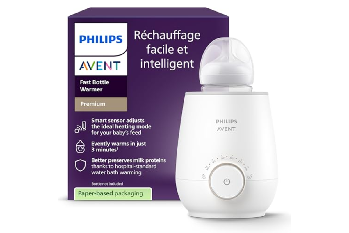 Philips Avent chauffe biberon rapide SCF358 blanc bain marie qualite hospitaliere 3 minutes arret auto